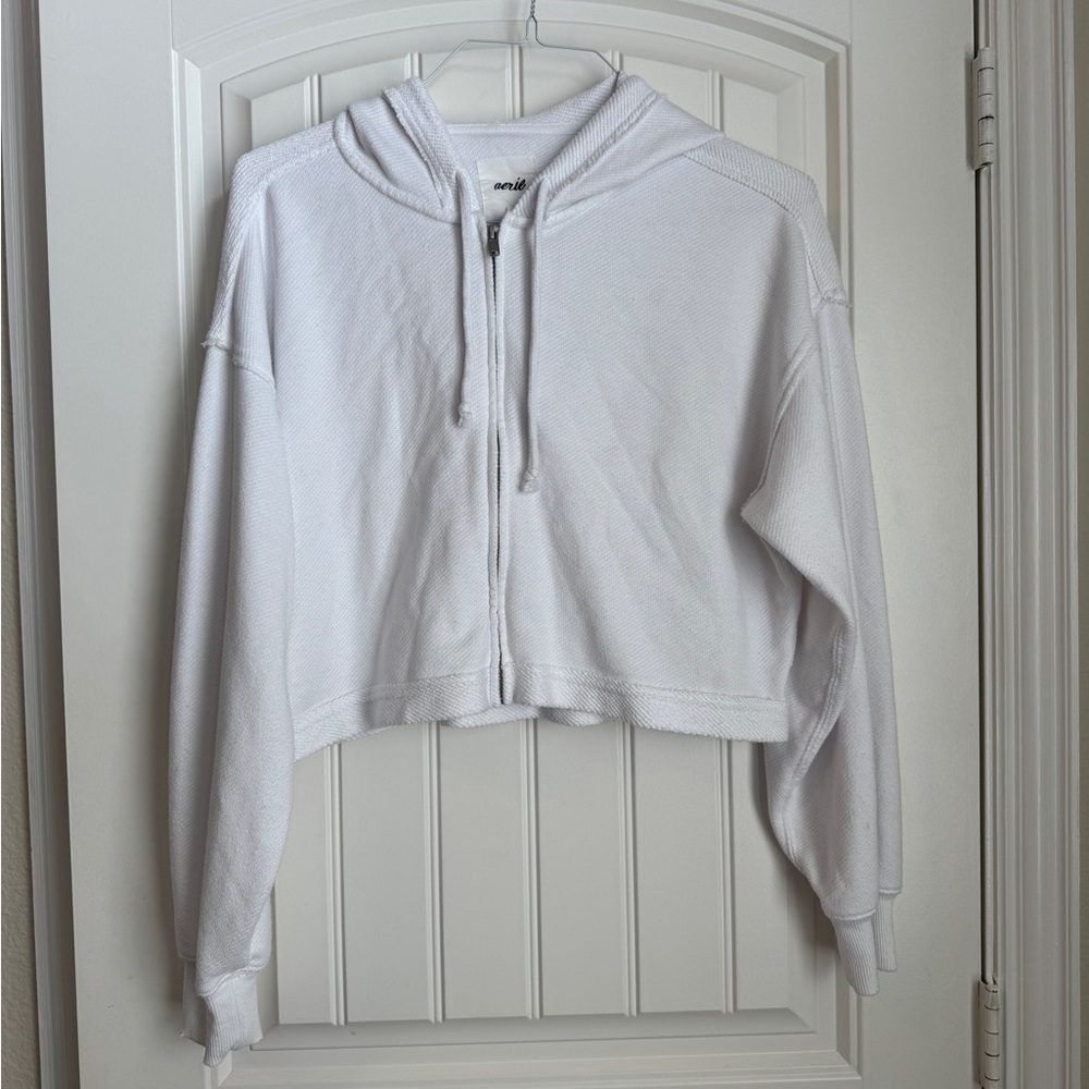 White Cropped Hoodie